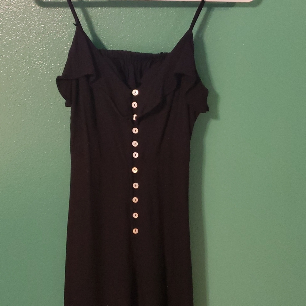 Black spaghetti strap romper with wide legs